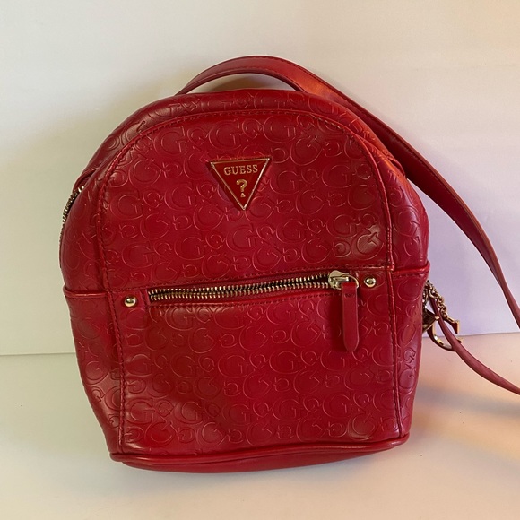 Guess Bags Guess Red Quilted Logo Mini Backpack Purse Poshmark